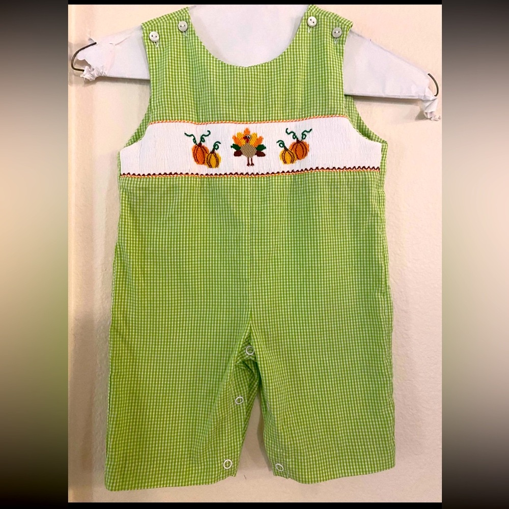 SOUTHERN SUNSHINE Thanksgiving Smocked Longall Lime Green Gingham